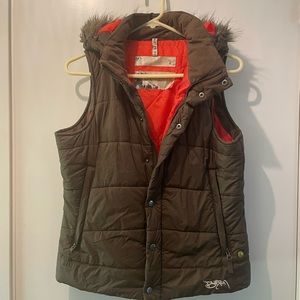 Burton puffer vest with detachable hood